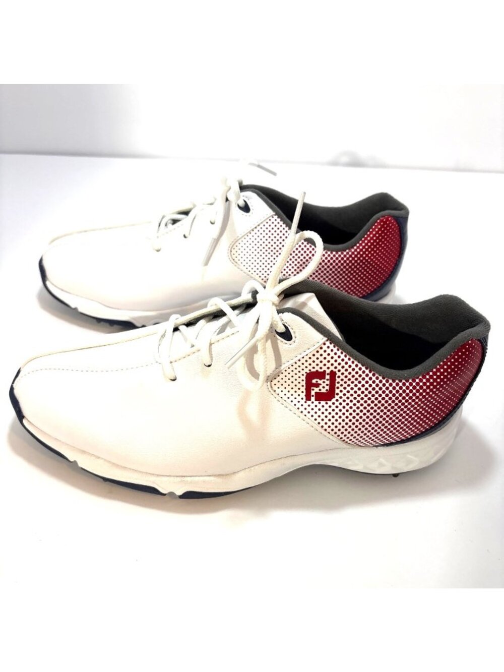 FootJoy DNA Helix Womens 6M Golf Shoes White With Red &‎ Navy Accent Spiked Sole
